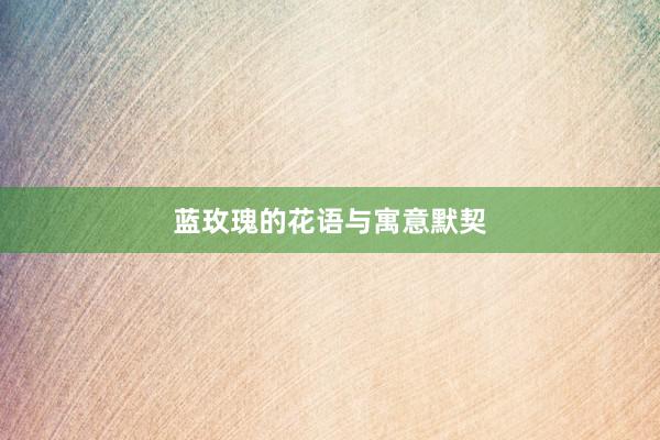 蓝玫瑰的花语与寓意默契